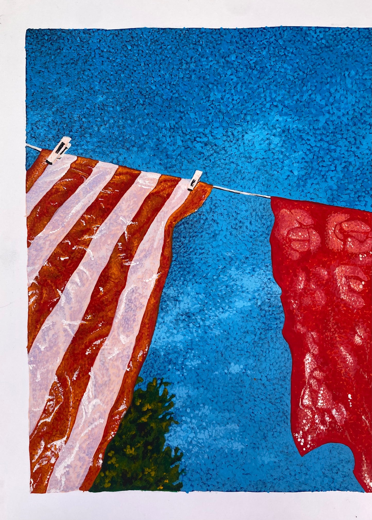 Wet Silk Drying on Line