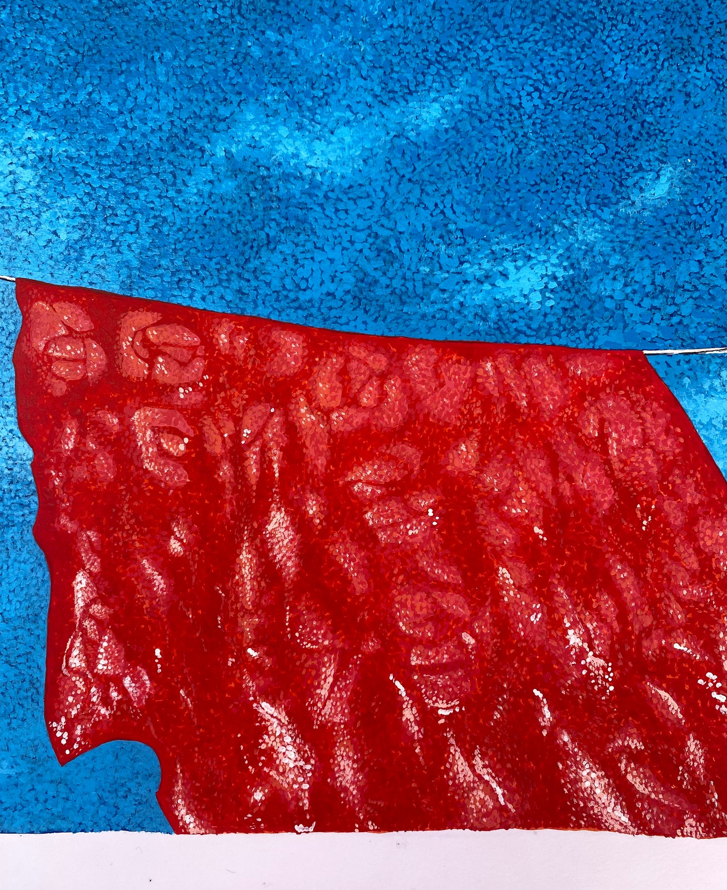 Wet Silk Drying on Line